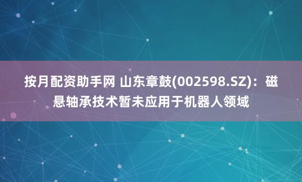 按月配资助手网 山东章鼓(002598.SZ)：磁悬轴承技术暂未应用于机器人领域